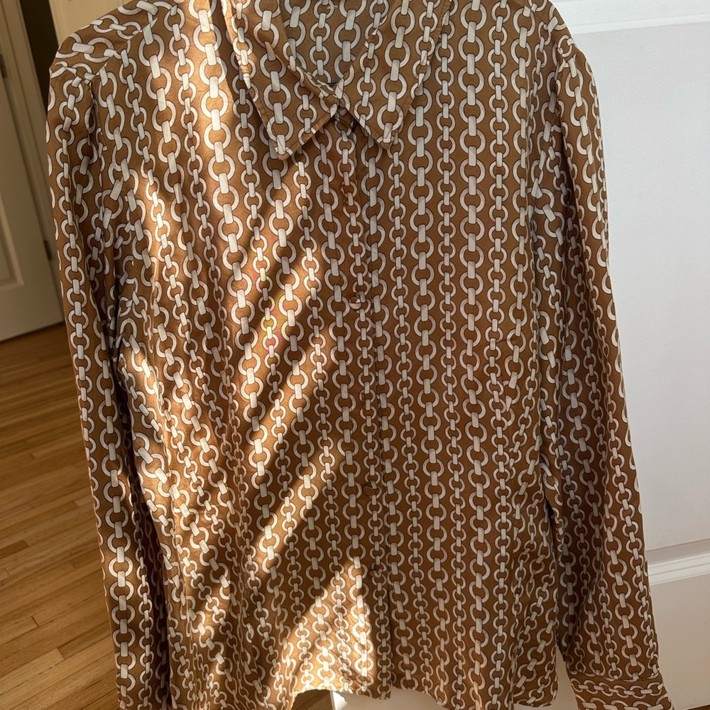 Vintage Silk Chain Pattern Button Down Shirt - image 1